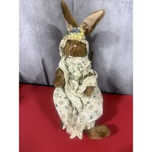 vintage unbranded bunny in a wooden rocking chair